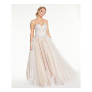 GLAMOUR BY TERANI COUTURE Womens Beige Up Corset Back Sleeveless Gown Dress 6